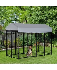 PawHut Medium Dog Cage Crate Pet Kennel House Metal Playpen Patio Shelter w/ Roof