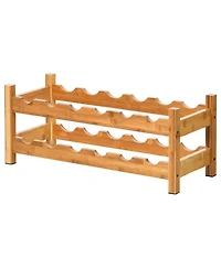Sugift 2-Tier 12 Bottles Bamboo Storage Shelf Wine Rack