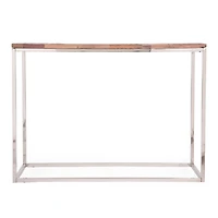 Streamdale Furniture Boho Glam Console Table Handcrafted Recycled Wood & Silver Steel