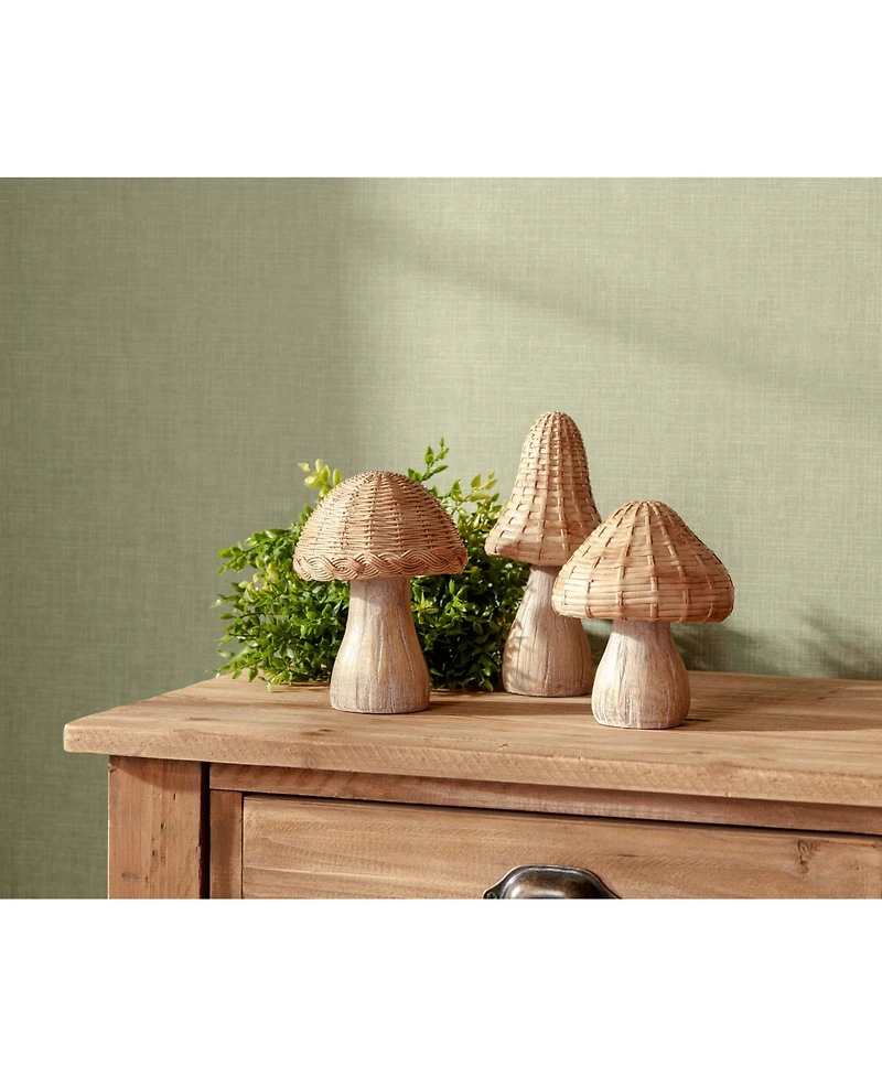 Slickblue Wicker Mushroom Decor (Set of 3)