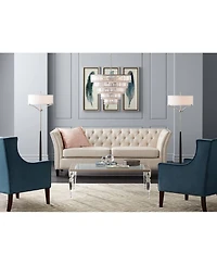 360 Lighting Avery Modern Shabby Chic Standing Floor Lamp 62" Tall Black Brushed Nickel Silver White Linen Fabric Drum Shade Decor for Living Room Rea
