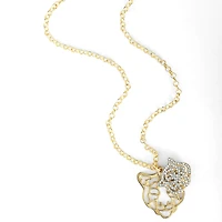 Jessica Simpson Womens Tiger Necklace 17" + 2" - Gold-Tone Tiger Pendant Necklace with Rhinestones
