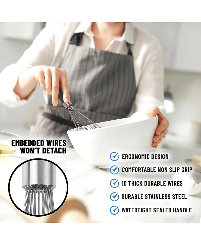 Stainless Steel Balloon Whisk 11 Inch – Durable Wire Whisk with Soft Grip Silicone Handle