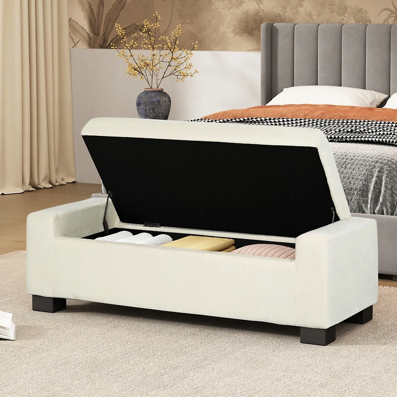 Streamdale Stylish Fabric Storage Ottoman with Flip-Lid Top