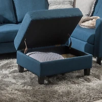 Streamdale Furniture Contemporary Woven Storage Ottoman with Tufted Accents and Birch Legs
