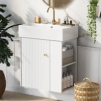 Streamdale 21.6" Wall-Mounted Minimalist Bathroom Vanity with Side Storage