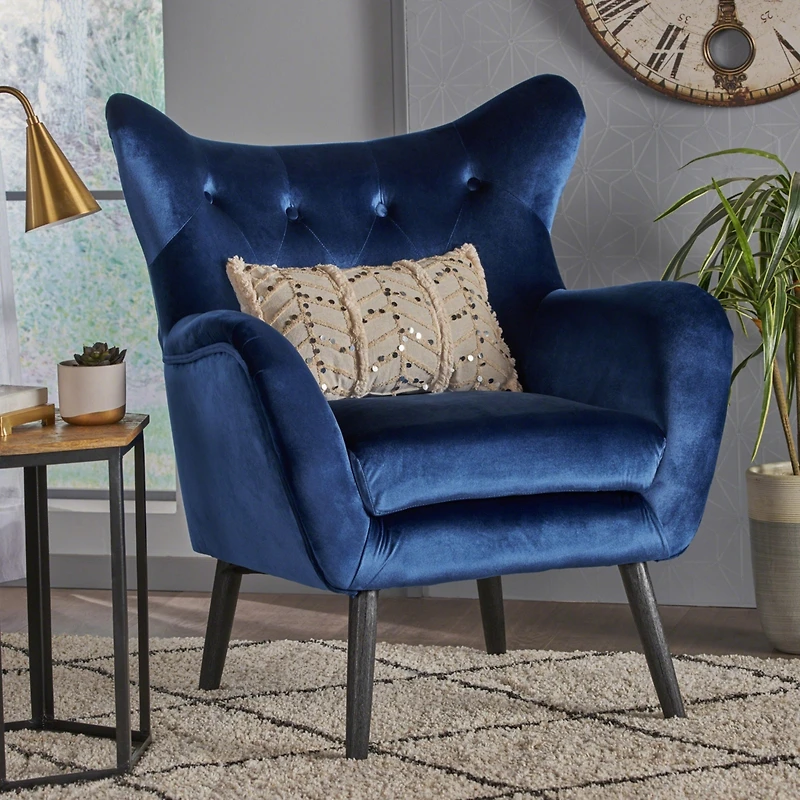 Streamdale Mid-Century Velvet Wingback Armchair with Playful Colors