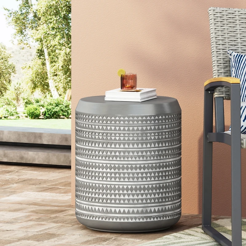 Streamdale Bohemian Textured Patio Side Table - Versatile Outdoor/Indoor Accent