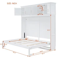 Streamdale Queen Size Murphy Bed Wall Bed with Top Cabinets, Gray