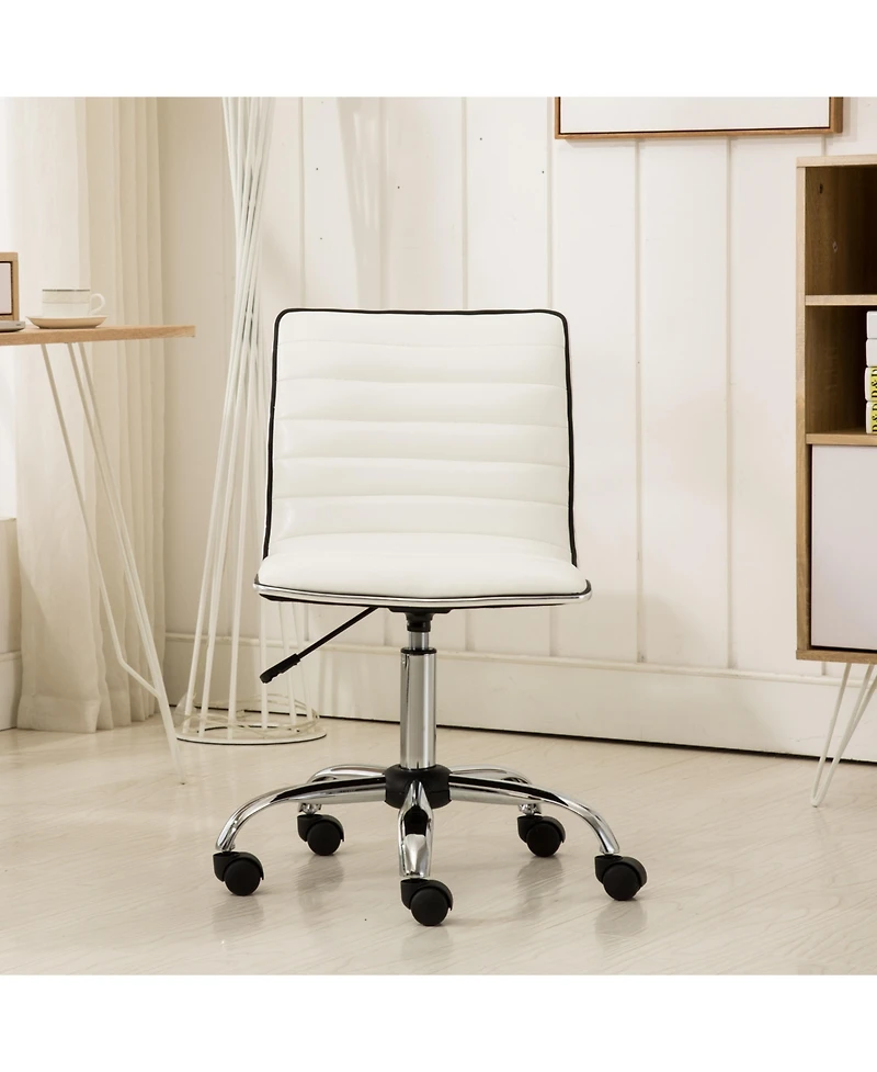 Simplie Fun Chromel Adjustable Air Lift Office Chair, White
