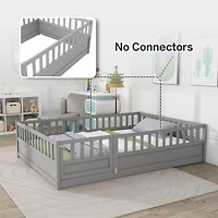 Streamdale Furniture Full size Floor bed, integral construction with super high security barrier, door, children's floor bed frame, Montessori wooden