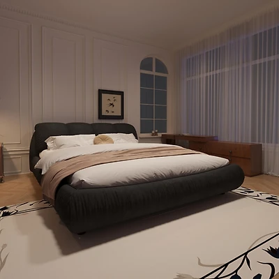 Streamdale King Upholstered Bed with Padded Headboard and Sturdy Slats