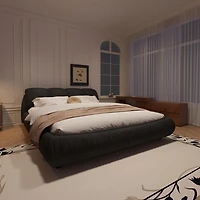 Streamdale King Upholstered Bed with Padded Headboard and Sturdy Slats