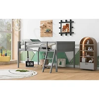 Streamdale Full Wood Low Loft Bed with Ladder