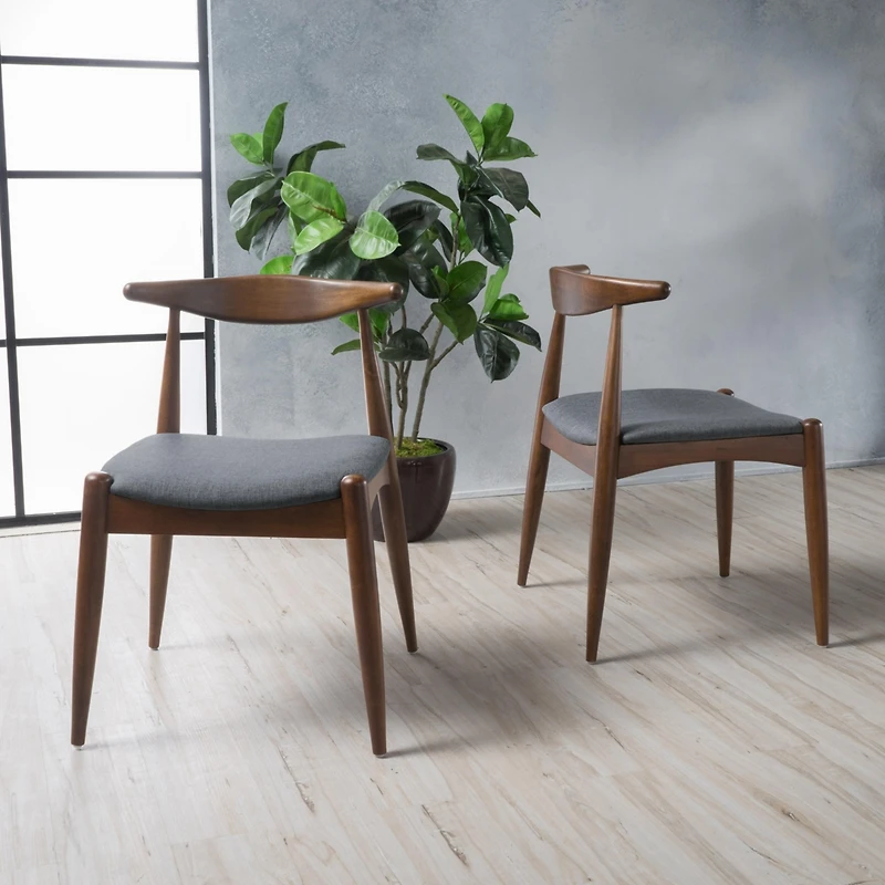 Streamdale Mid-Century Modern Upholstered Rubberwood Chair Set