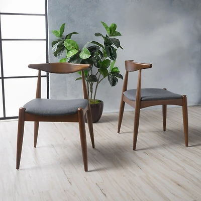 Streamdale Mid-Century Modern Upholstered Rubberwood Chair Set