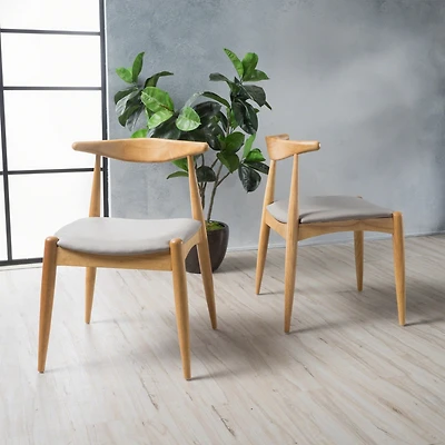Streamdale Mid-Century Modern Upholstered Rubberwood Chair Set