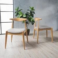 Streamdale Mid-Century Modern Upholstered Rubberwood Chair Set