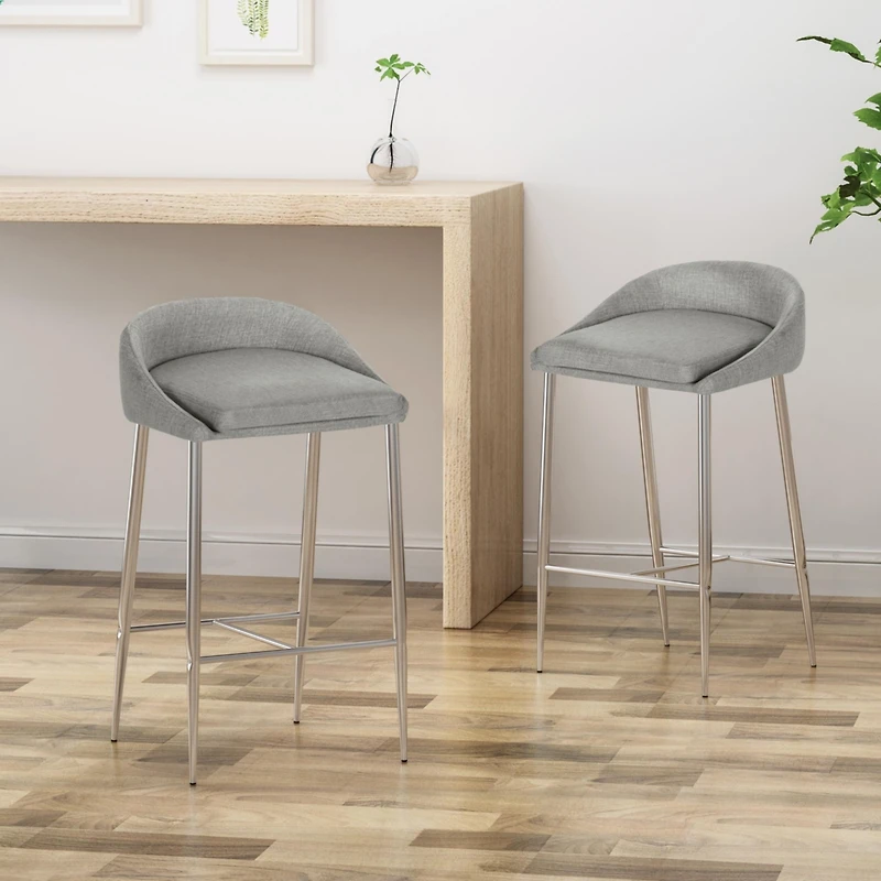 Streamdale Modern Upholstered Counter Stool Set with Chrome Base