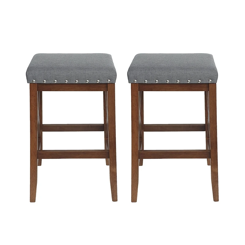 Streamdale Elegant and Durable Fabric Upholstered Barstools with X-Frame Base