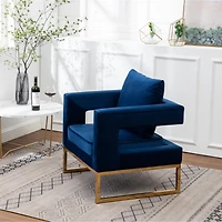 Simplie Fun Contemporary Upholstered Accent Arm Chair, Blue