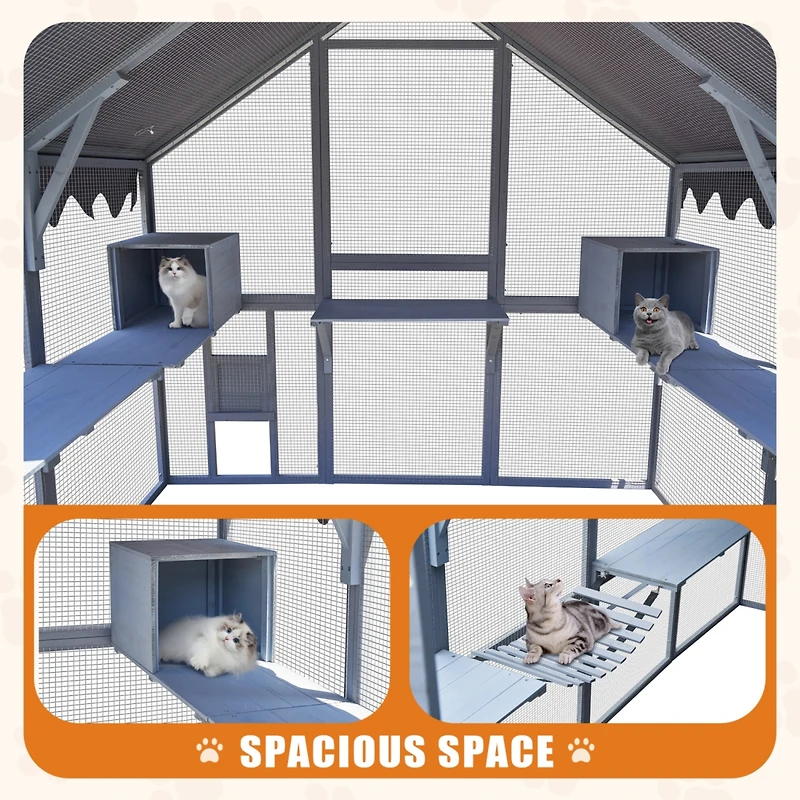 Streamdale Furniture Spacious Outdoor Cat House with Walk-In Door and Weatherproof Roof