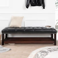 Simplie Fun Wooden Base Upholstered Bench for Bedroom for Entryway