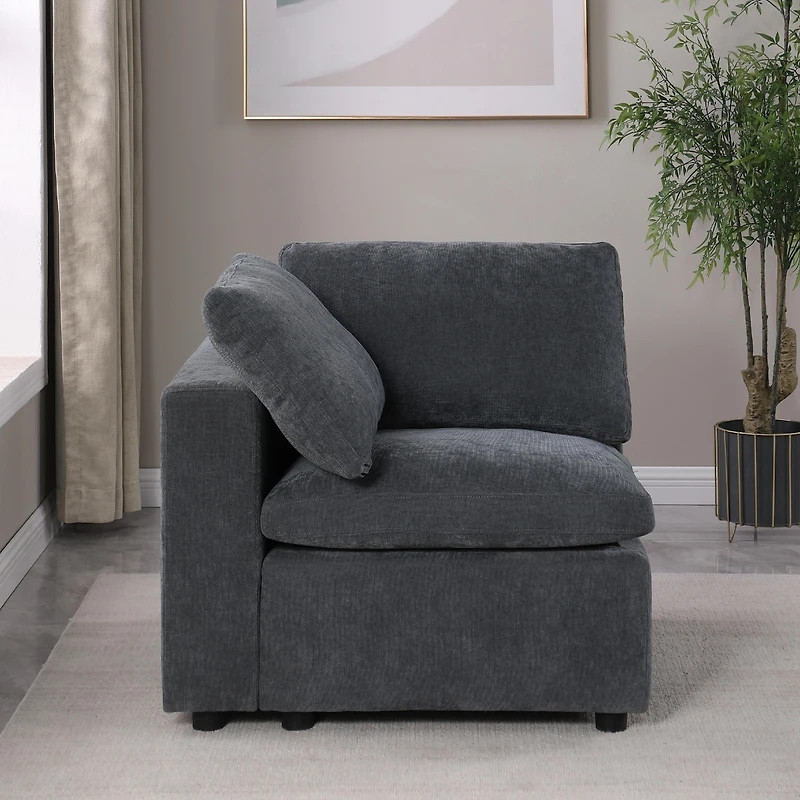 Streamdale Modular Sectional Sofa Set, Left Facing Armchair, Chenille, Grey