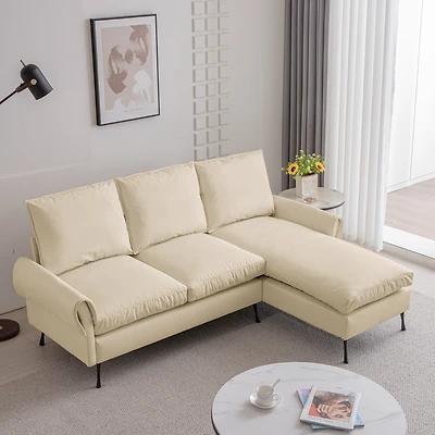 Streamdale Modern Technical Leather Sofa with Reversible Chaise Lounge
