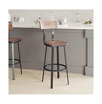 Restaurant Barstool With Wood Seat & Back And Powder Coat Frame