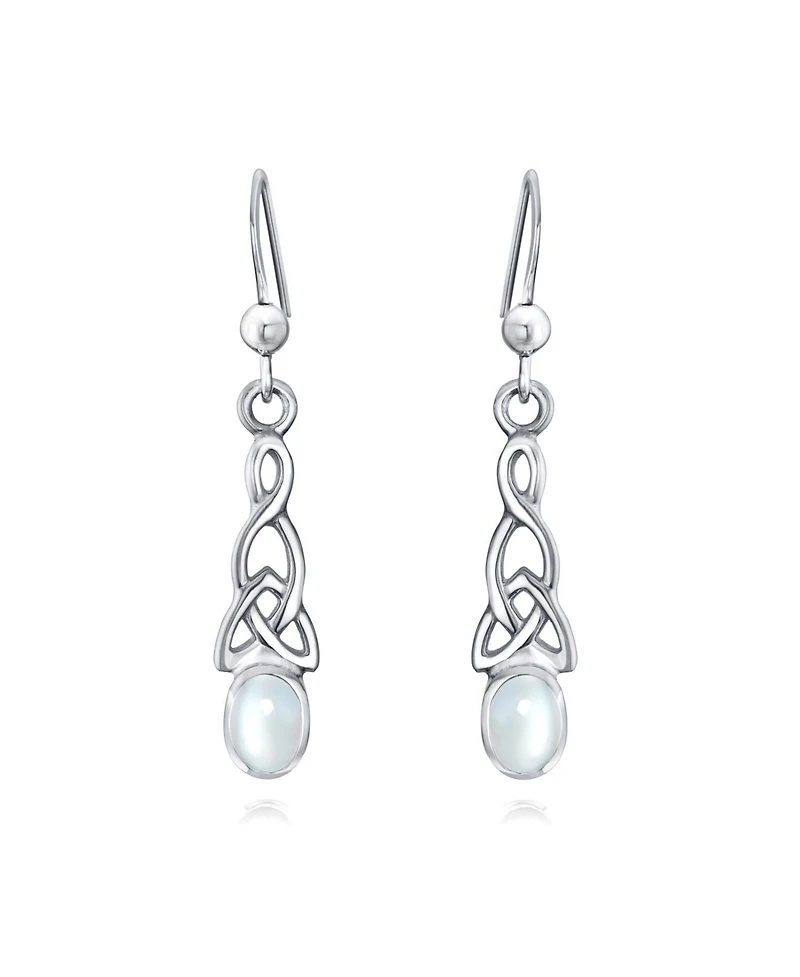 Bling Jewelry Amethyst Moonstone Amber Love Knot Dangle Earrings Celtic Fish Hook Silver