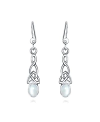 Bling Jewelry Amethyst Moonstone Amber Love Knot Dangle Earrings Celtic Fish Hook Silver