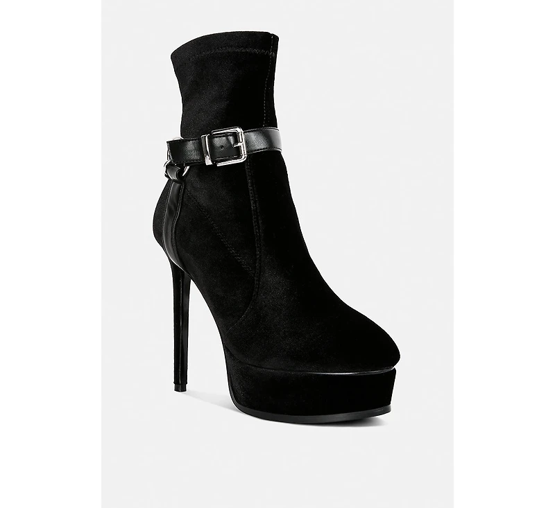 Zeppelin Womens High Platform Velvet Ankle Boots