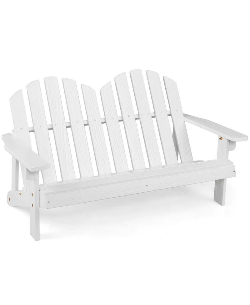 2 Person Fir Wood Adirondack Chair with High Backrest