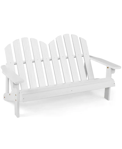 2 Person Fir Wood Adirondack Chair with High Backrest