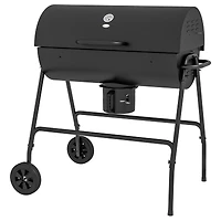 Outsunny Barrel Charcoal Bbq Grill, Wheeled Barbecue,