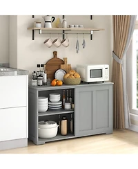 Sugift Sideboard Buffet Cupboard Storage Cabinet with Sliding Door
