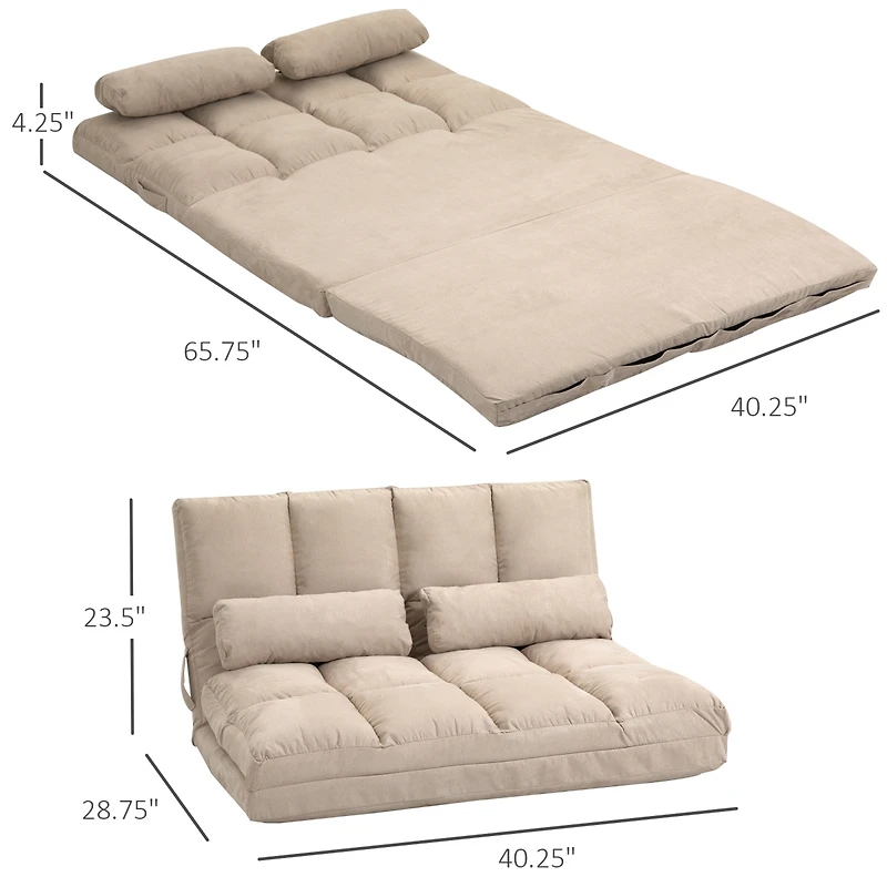 Homcom Convertible Floor Sofa w/ 8 Position Adjustable Backrest & Thick Padding