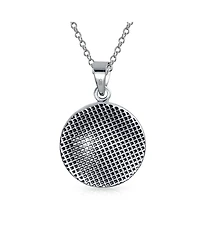 Bling Jewelry Gemini Zodiac Sign Round Medallion Pendant Necklace Sterling Silver