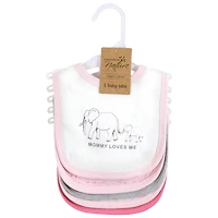 Touched by Nature Baby Girls and Boys Elephant Bibs, Pack of 5
