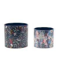 Slickblue Berry And Pine Tree Holiday Planter (Set of 4)
