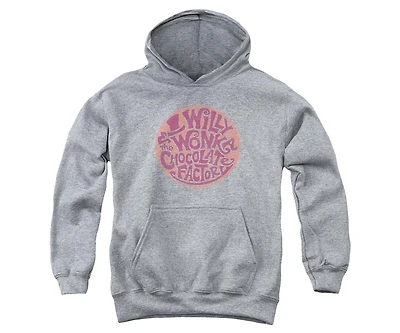 Willy Wonka And The Chocolate Factory Youth Circle Logo Pull Over Hoodie / Hooded Sweatshirt