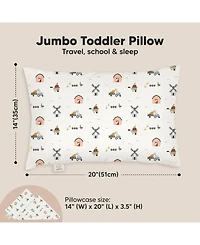 Jumbo Toddler Pillow with Pillowcase, 14X20 Soft Organic Pillows for Sleeping, Kids Travel