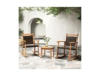 Slickblue 3 Pieces Acacia Wood Patio Rocking Chair Set with Side Table