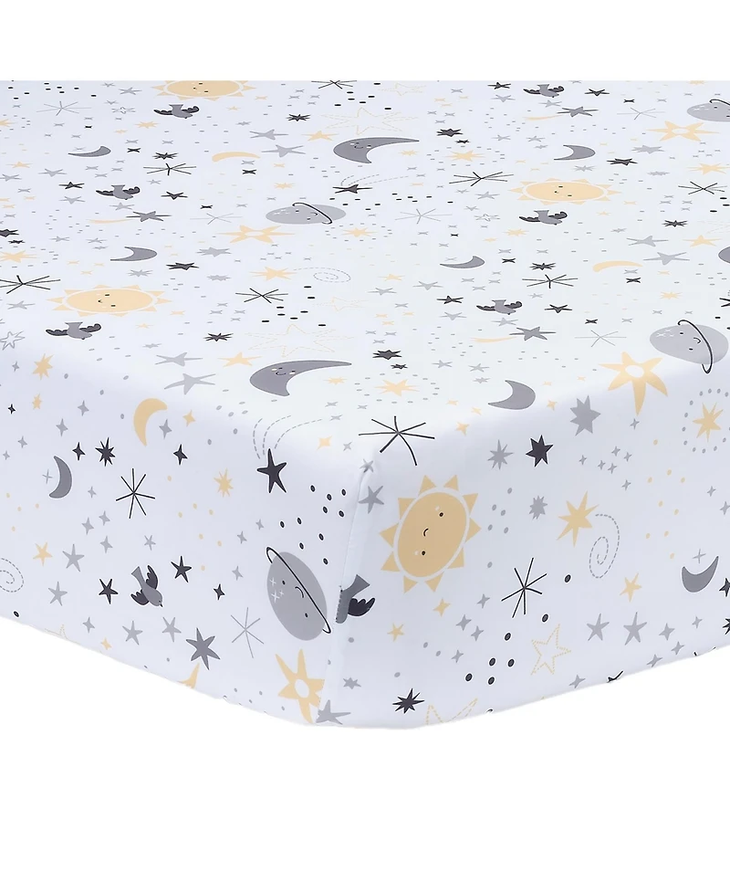 Bedtime Originals Little Star White Celestial Microfiber Baby Fitted Crib Sheet