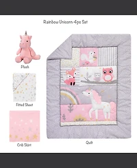 Bedtime Originals Rainbow Unicorn Pink/Purple 4-Piece Baby Crib Bedding Set