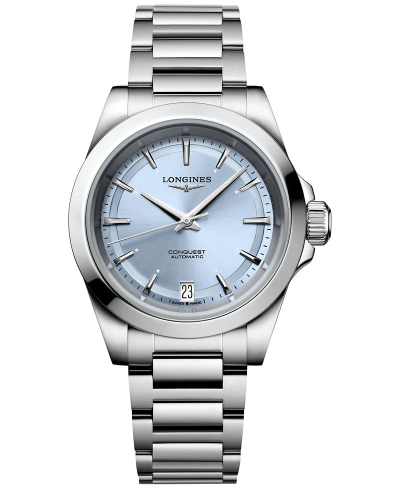 Longines Women's Swiss Automatic Conquest Stainless Steel Bracelet Watch 34mm