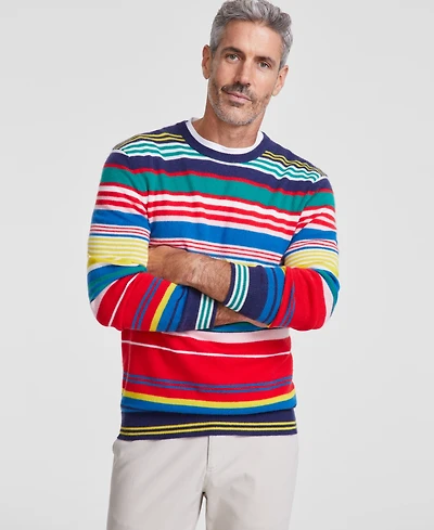 Club Room Men's 100% Cashmere Stripe Crewneck Sweater