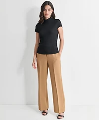 Dkny Women's Puckered Knit Mock Neck Cap-Sleeve Top