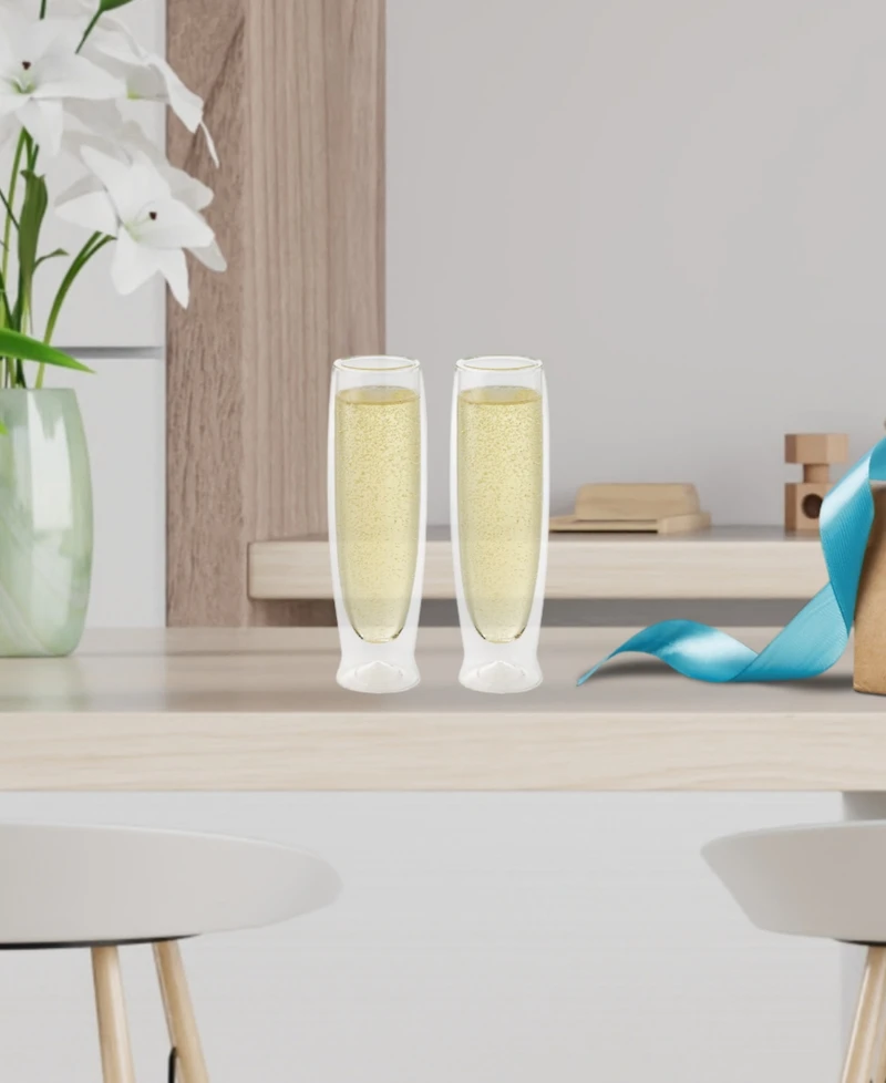 Oggi Set of 2, 6oz Double Wall Insulated Champagne Flutes